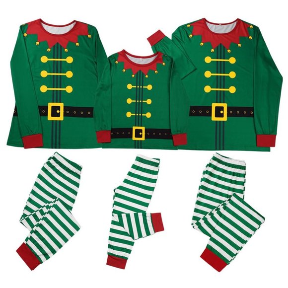 Holiday Themes-Elf Style Matching Adult and Child Pajama Sets - Picture 1 of 1